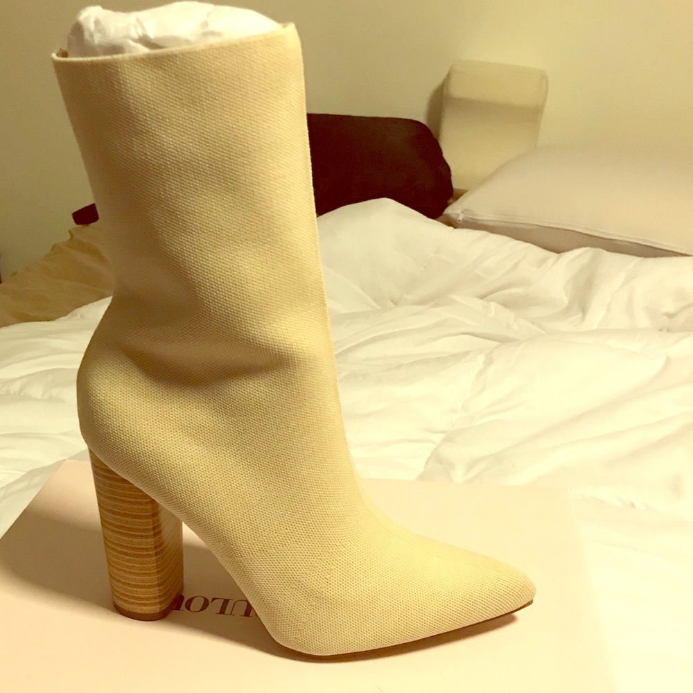 Cream colored ankle boots